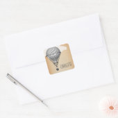 Steampunk Hot Air-ballon Vierkante Sticker (Envelop)