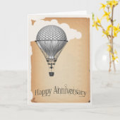 Steampunk Hot Air Ballon Weddenschap Jubileum Kaart (Gele Bloem)