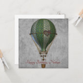 Steampunk Hot Air ballon, zaterdag Kaart (Voorkant / Achterkant in situ)