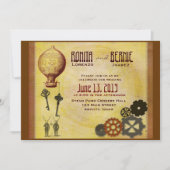 Steampunk hot-air ballonbruiloft sjabloon kaart (Voorkant)