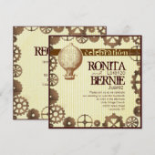 Steampunk hot-air ballonbruiloft sjabloon kaart (Voorkant / Achterkant)