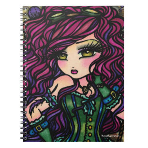Steampunk Hot Air ballonmeisje Fantasy Art Notitieboek
