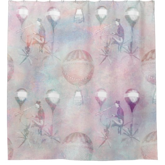 Steampunk Hot Air-ballonnen |  Feminine Douchegordijn (Voorkant)