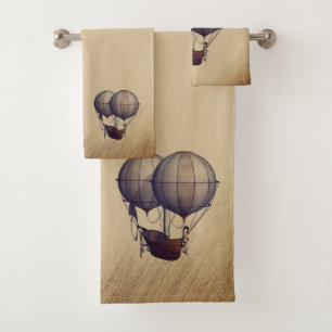 Steampunk Hot Air-ballonnen met schip Bad Handdoek