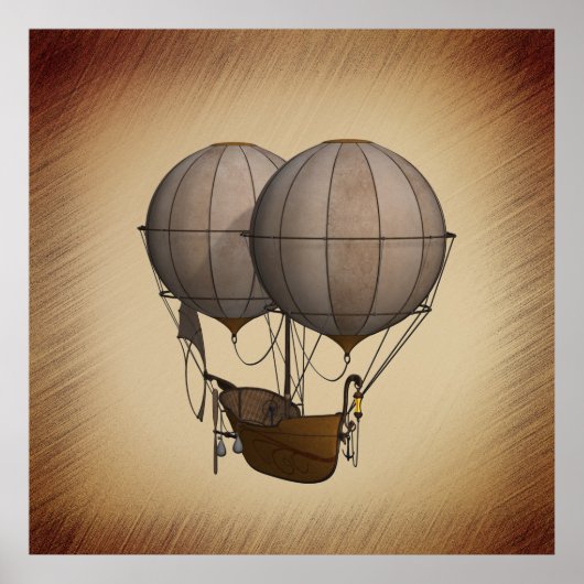 Steampunk Hot Air-ballonnen met schip Poster (Voorkant)