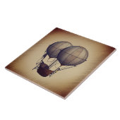 Steampunk Hot Air-ballonnen met schip Tegeltje (Zijkant)