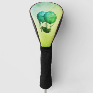 Steampunk Hot Air-ballonnen met Ship Green Golfheadcover