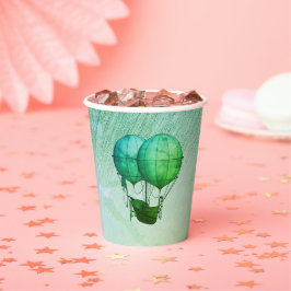 Steampunk Hot Air-ballonnen met Ship Green Papieren Bekers