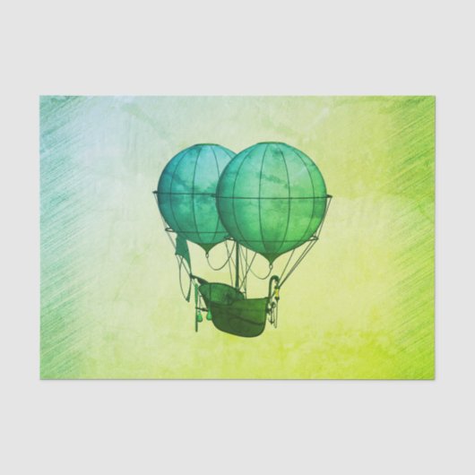 Steampunk Hot Air-ballonnen met Ship Green Tissuepapier (Voorkant)