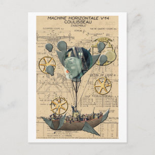 Steampunk Hot Air-ballonschip Briefkaart