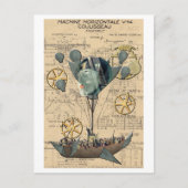 Steampunk Hot Air-ballonschip Briefkaart (Voorkant)