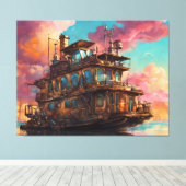 Steampunk Houseboot Canvas Afdruk (Insitu (Houten vloer))