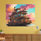 Steampunk Houseboot Canvas Afdruk (Insitu (Woonkamer))