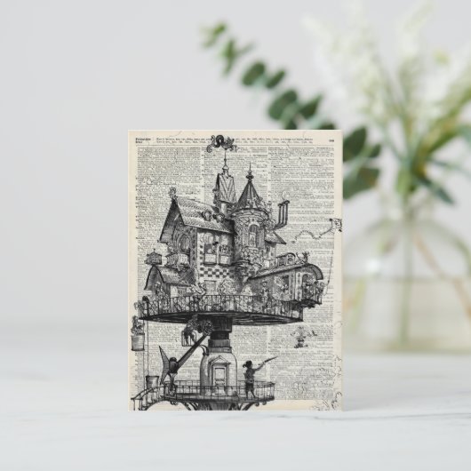 Steampunk-huis Briefkaart (Staand voorkant)