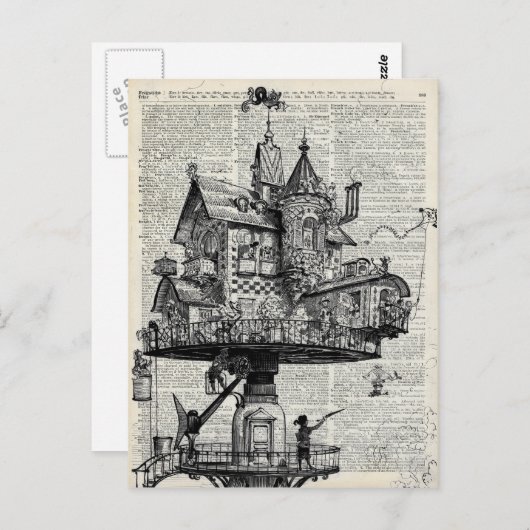 Steampunk-huis Briefkaart (Voorkant / Achterkant)