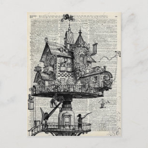 Steampunk-huis Briefkaart