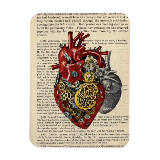 Steampunk Human Heart Anatomie Sci Fi Art Magneet (Verticaal)