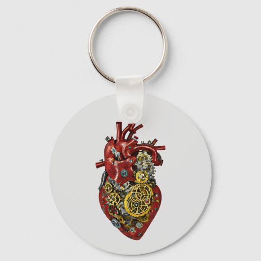 Steampunk Human Heart Anatomie Sci Fi Art Sleutelhanger (Voorkant)