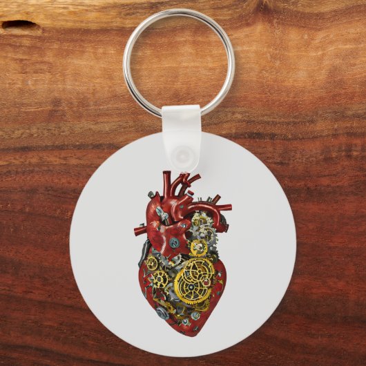 Steampunk Human Heart Anatomie Sci Fi Art Sleutelhanger (Achterkant)