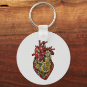Steampunk Human Heart Anatomie Sci Fi Art Sleutelhanger (Voorkant)