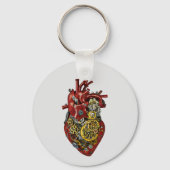 Steampunk Human Heart Anatomie Sci Fi Art Sleutelhanger (Achterkant)