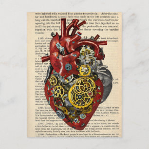 Steampunk Human Heart Anatomy Art Poster Briefkaart