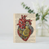 Steampunk Human Heart Anatomy Art Poster Briefkaart (Staand voorkant)