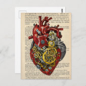 Steampunk Human Heart Anatomy Art Poster Briefkaart (Voorkant / Achterkant)
