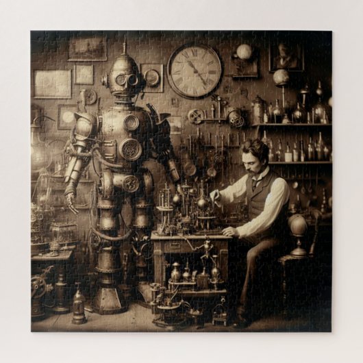Steampunk Humanoïde Mechanische Robot ~ * ~ Legpuzzel (Verticaal)