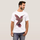 Steampunk Hummingbird — Magenta & Brass Clockwork  T-shirt (Voorkant volledig)