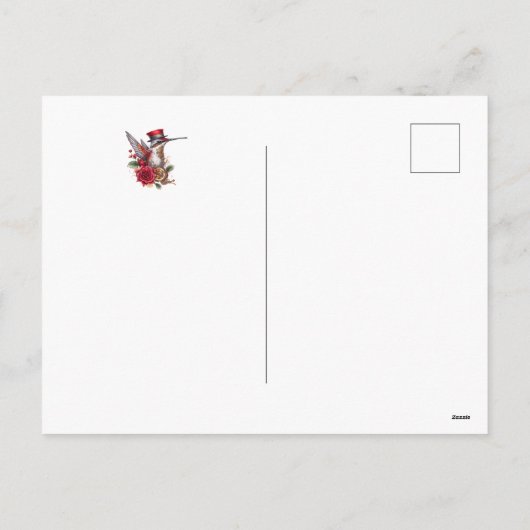 Steampunk Hummingbird met rood Pet en klokwerk Feestdagenkaart (Achterkant)