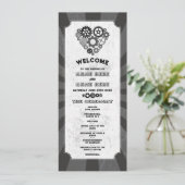 Steampunk huwelijksceremonie Heart Cogs Retro Programmakaart (Staand voorkant)