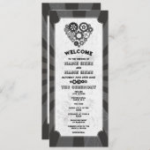 Steampunk huwelijksceremonie Heart Cogs Retro Programmakaart (Voorkant / Achterkant)