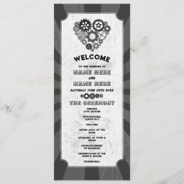 Steampunk huwelijksceremonie Heart Cogs Retro Programmakaart