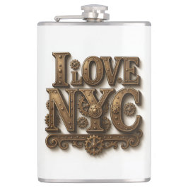 Steampunk "I Love NYC". Petaca de vinilo Heupfles