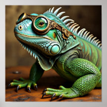 Steampunk Iguana in een Victoriaans setting
