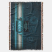 Steampunk, ijsblauw en blauwgroen, octopus Monogra Deken (Voorkant Verticaal)