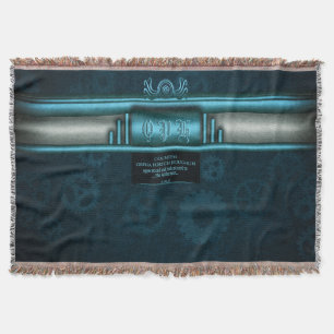 Steampunk, ijsblauw en blauwgroen, octopus Monogra Deken