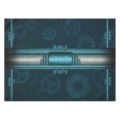 Steampunk, ijsblauw op blauwgroen cogs, Monogram Tafelkleed (Voorkant (Horizontaal))