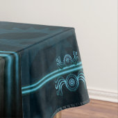 Steampunk, ijsblauw op blauwgroen cogs, Monogram Tafelkleed (Voorbeeld)