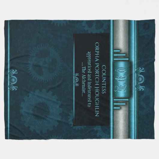 Steampunk, ijsblauw op blauwgroen ketten fleece deken (Voorkant (Horizontaal))