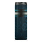 Steampunk, ijsblauw op blauwgroen ketten thermosbeker (Achterkant)