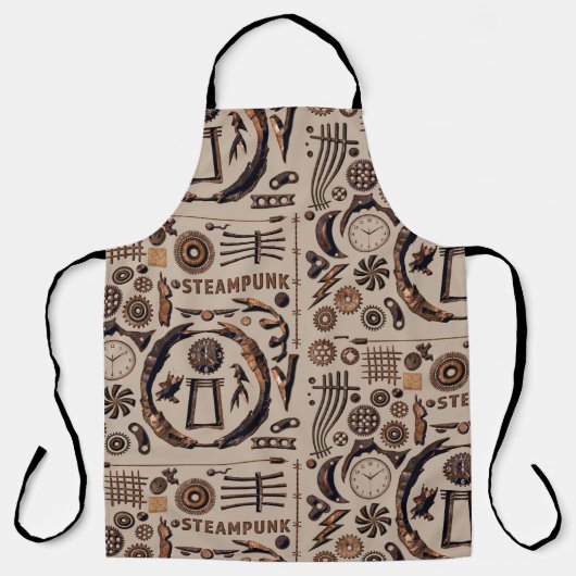 Steampunk Illustrations Pattern Brown Schort (Voorkant)