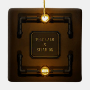 Steampunk in de machinekamer "Houd kalm en stoam a Keramisch Ornament