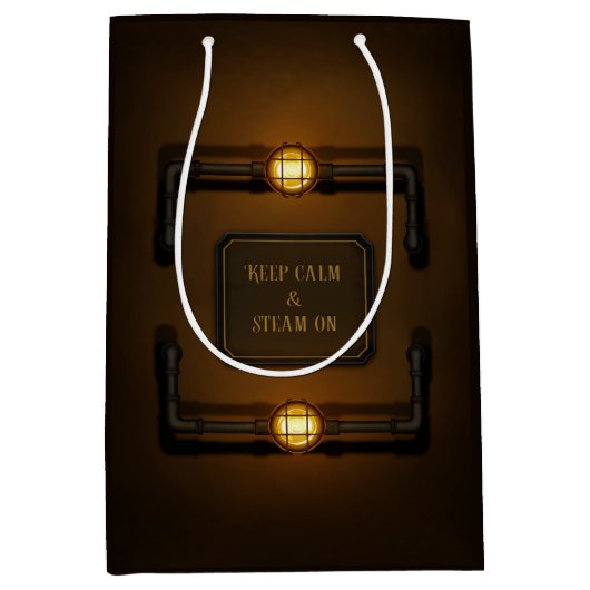 Steampunk in de machinekamer "Houd kalm en stoam a Medium Cadeauzakje (Voorkant)
