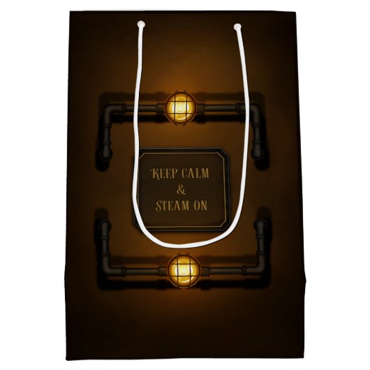 Steampunk in de machinekamer "Houd kalm en stoam a Medium Cadeauzakje (Achterkant)