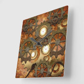 Steampunk in gouden kleuren vierkante klok (Hoek)