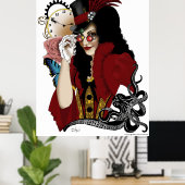 Steampunk in het rood poster (Thuiskantoor)