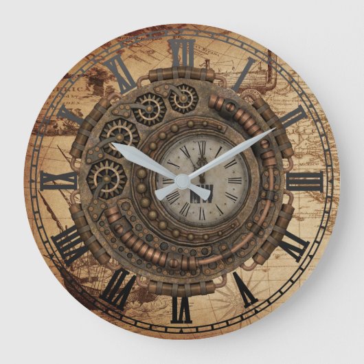 Steampunk Industrial Clock Machines  Map Grote Klok (Voorkant)