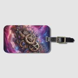 Steampunk Industrial Clockwork Paarse en Roze Bagagelabel